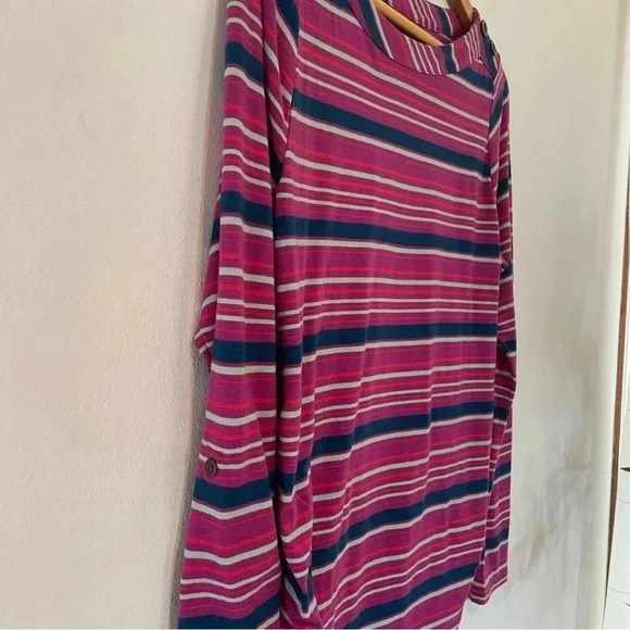 Liz Lange striped button sleeve‎ Maternity shirt, size M. - Picture 4 of 6